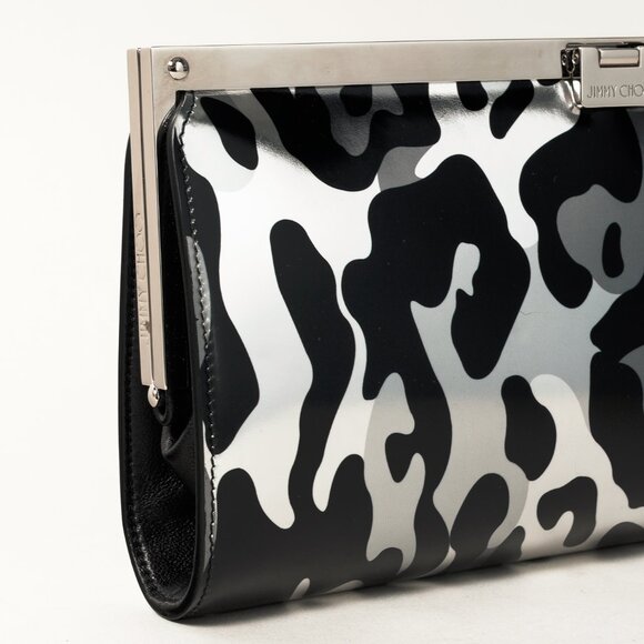 Jimmy Choo Camille Camoleo Print Steel Mix Mirror Leather Clutch - Picture 5 of 10